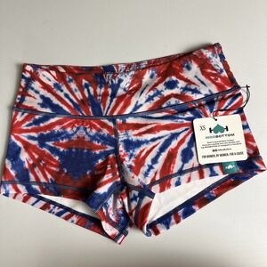 WodBottom Booty Shorts Size XS Red White Blue Tie Dye Patriotic Gym NWT